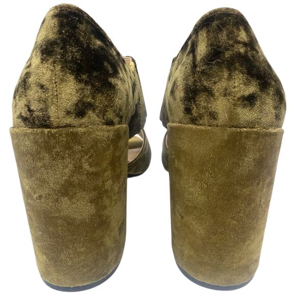 Cabi 6016 Velvet Moss Green Interlock Block Heels Women's Size 9 - Picture 8 of 9